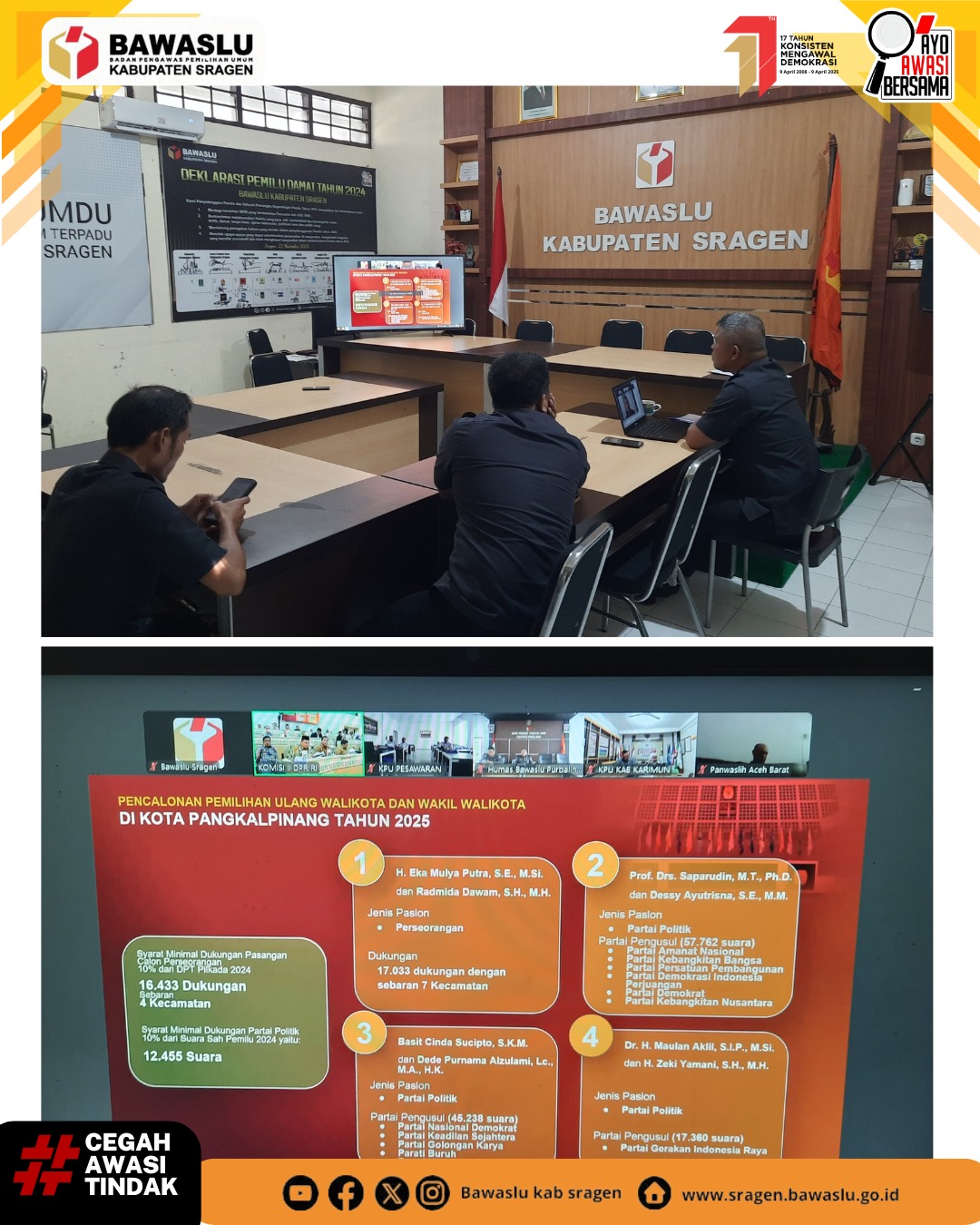 Bawaslu mengikuti Zoom Meeting Raker dan RDP bersama Komisi II DPR RI dan KPU